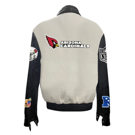 Men's Arizona Cardinals White Wool & Leather Full-Snap Varsity Jacket