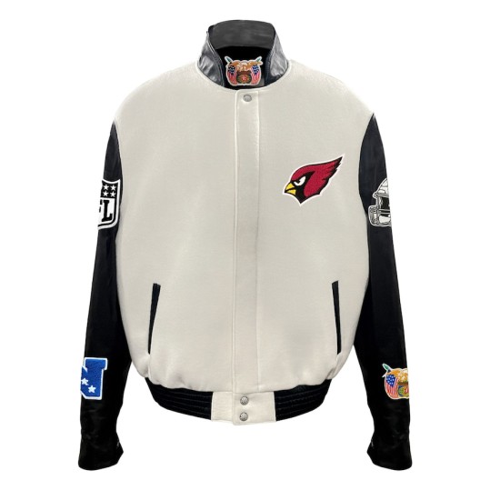 Men's Arizona Cardinals White Wool & Leather Full-Snap Varsity Jacket