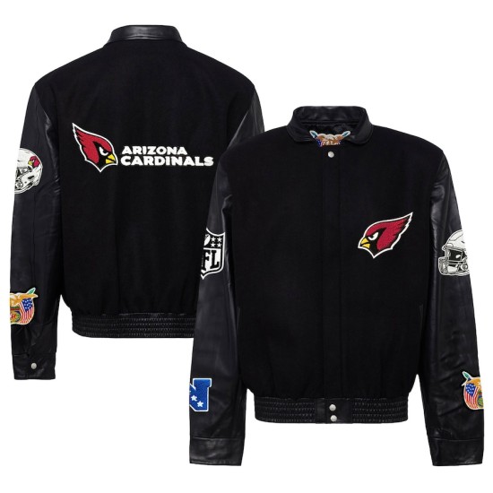 Men's Arizona Cardinals Black Wool & Leather Full-Snap Varsity Jacket
