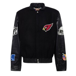 Men's Arizona Cardinals Black Wool & Leather Full-Snap Varsity Jacket