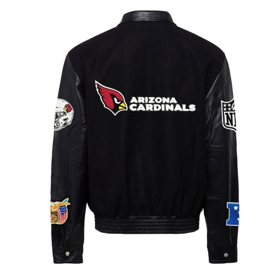 Men's Arizona Cardinals Black Wool & Leather Full-Snap Varsity Jacket