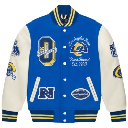 Men’s Los Angeles Rams OVO Varsity Jacket – Royal Blue Full-Snap | Fleshandhide