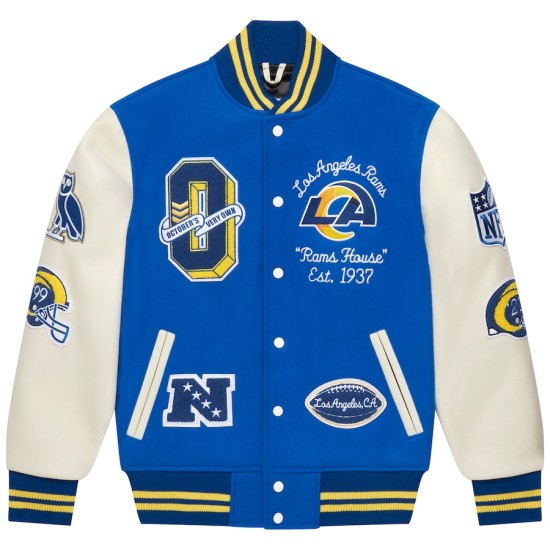 Men’s Los Angeles Rams OVO Varsity Jacket – Royal Blue Full-Snap | Fleshandhide