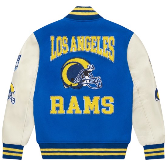 Men’s Los Angeles Rams OVO Varsity Jacket – Royal Blue Full-Snap | Fleshandhide