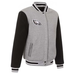 Men's JH Style Gray Philadelphia Eagles Fleece Full-Snap Jacket