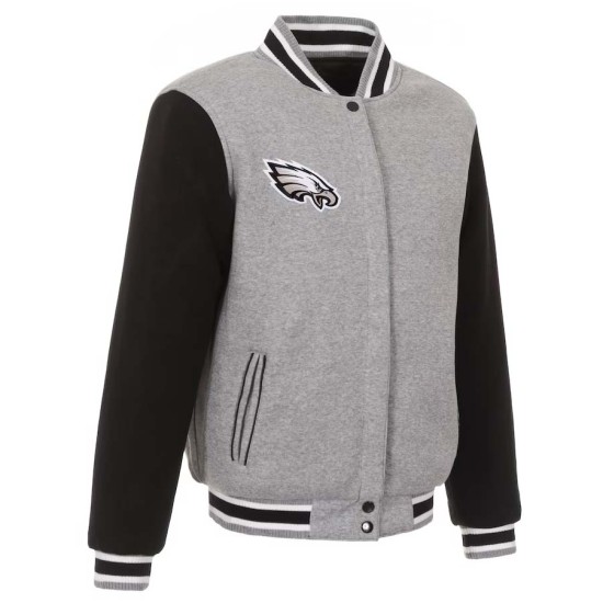 Men's JH Style Gray Philadelphia Eagles Fleece Full-Snap Jacket