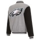 Men's JH Style Gray Philadelphia Eagles Fleece Full-Snap Jacket