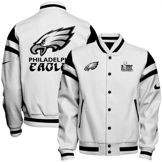 Philadelphia Eagle White Letterman Varsity Jacket