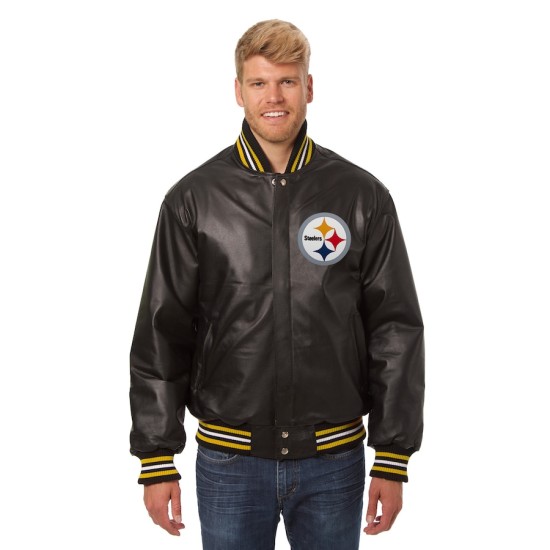 Men’s Pittsburgh Steelers Black Leather Jacket