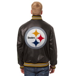 Men’s Pittsburgh Steelers Black Leather Jacket