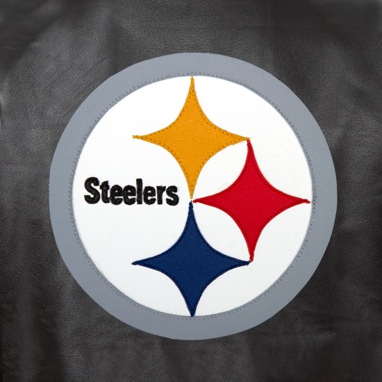 Men’s Pittsburgh Steelers Black Leather Jacket