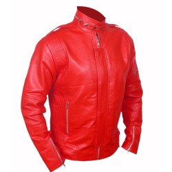 Daft Punk Red Eloctroma Get Lucky Jacket - Red Leather Jacket
