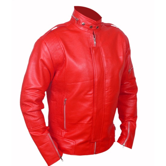 Daft Punk Red Eloctroma Get Lucky Jacket - Red Leather Jacket