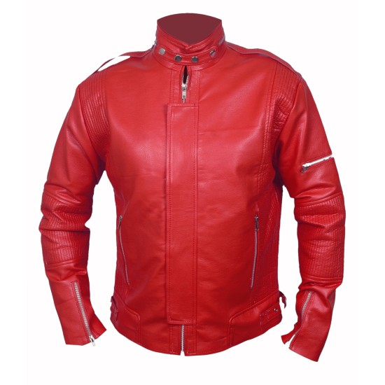 Daft Punk Red Eloctroma Get Lucky Jacket - Red Leather Jacket
