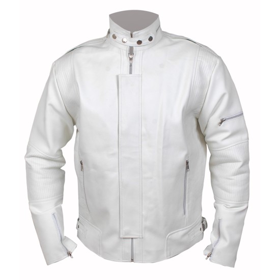 Daft Punk White Eloctroma Get Lucky Jacket with Zipper and Stitching Details