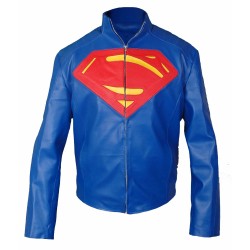 Mens Superman Blue Synthetic Leather Jacket