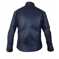 Mens Superman Dark Blue Synthetic Leather Jacket