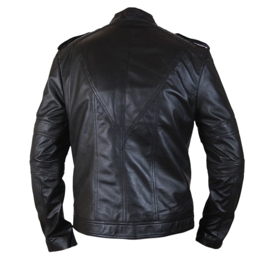 Jason Todd Black Leather Jacket With Batman Red Logo