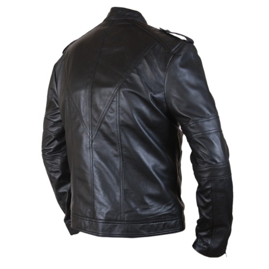 Jason Todd Black Leather Jacket With Batman Red Logo