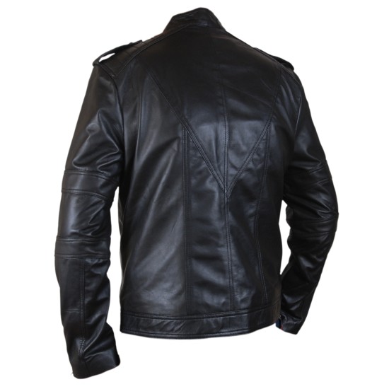 Jason Todd Black Leather Jacket With Batman Red Logo