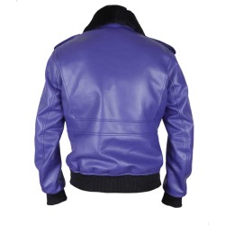 Men's Henchman Goon Purple Bomber Faux Fur Collar Jacket 